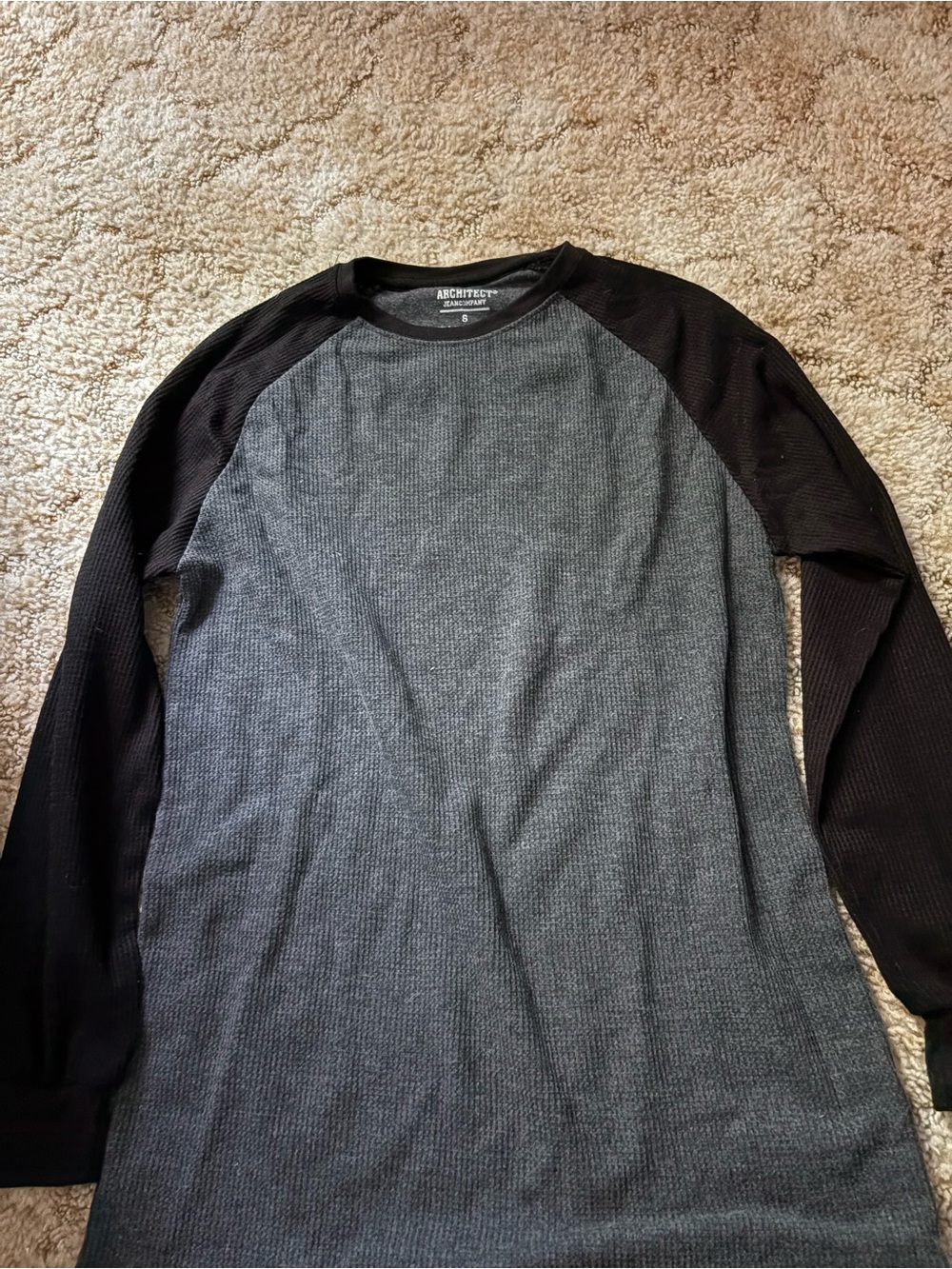 Black and Gray Waffled Long Sleeve Tee